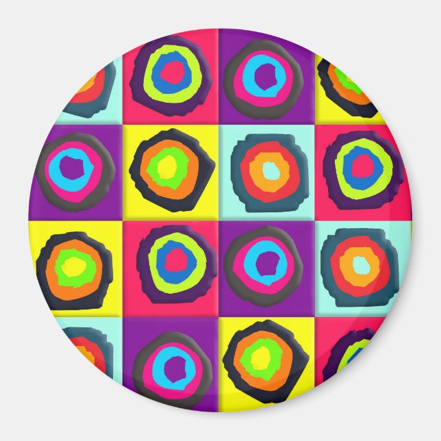 Colorful circles inside squares magnet (Front)