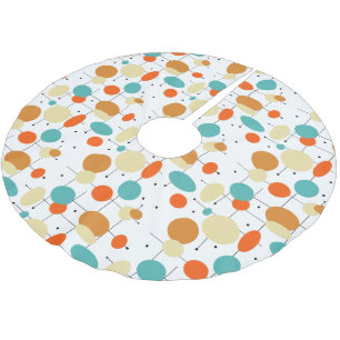 Colorful Circles Lines Mid Century Retro Pattern Brushed Polyester Tree Skirt