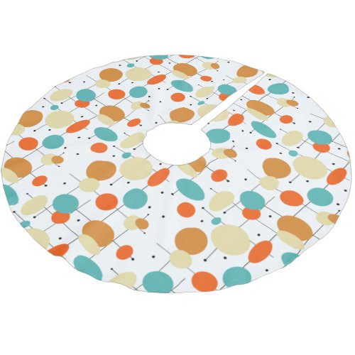 Colorful Circles Lines Mid Century Retro Pattern Brushed Polyester Tree Skirt