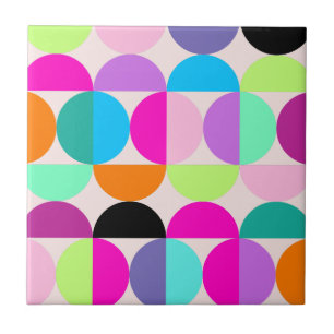 Colorful Circles Mid Century Modern Geometric Ceramic Tile