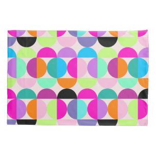 Colorful Circles Mid Century Modern Geometric Pillow Case