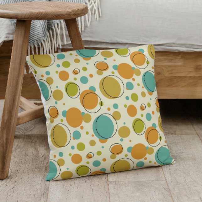 Colorful Circles Mid Century Modern Pattern Throw Pillow (Creator Uploaded)
