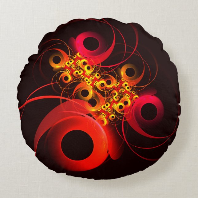 Colorful Circles Modern Abstract Art Pattern #08 Round Pillow (Front)