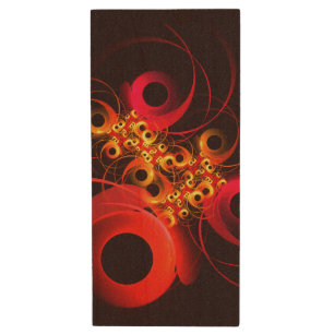 Colorful Circles Modern Abstract Art Pattern #08 Wood Flash Drive