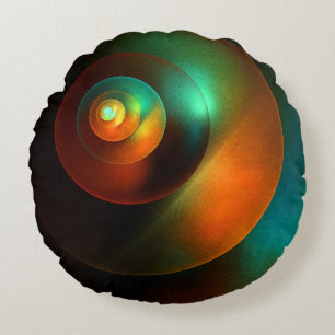 Colorful Circles Modern Abstract Art Pattern #18 Round Pillow
