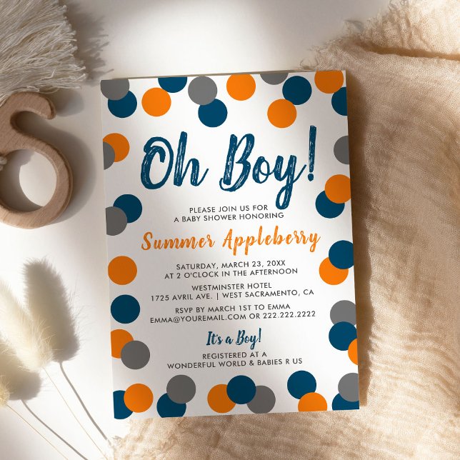 Colorful Circles Modern | Oh Boy Baby Shower Invitation (Creator Uploaded)