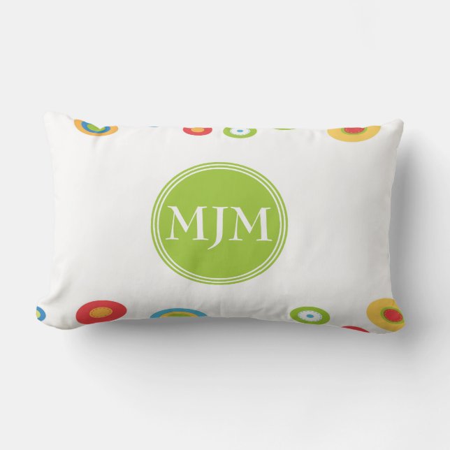 Colorful Circles Monogram Lumbar Pillow (Front)
