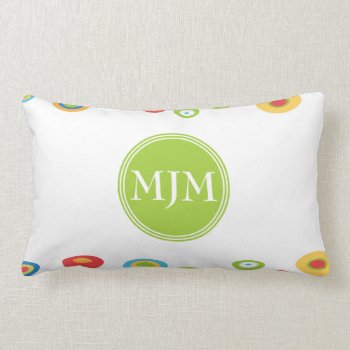 Colorful Circles Monogram Lumbar Pillow by TheHomeStore at Zazzle