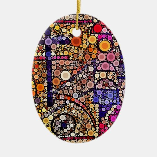 Colorful Circles Mosaic Southwestern Cross Design Ceramic Ornament