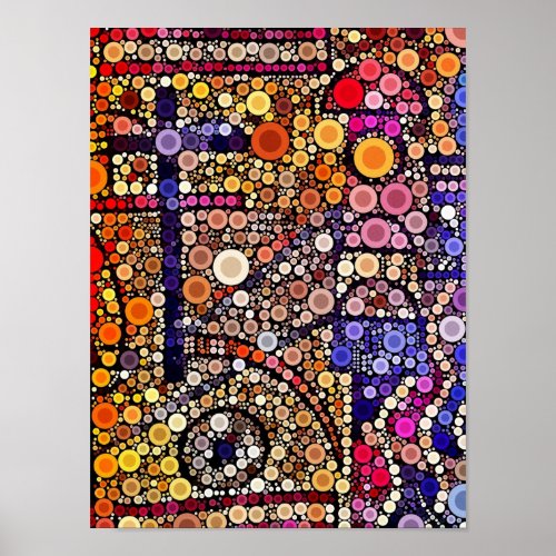 Colorful Circles Mosaic Southwestern Cross Design Poster