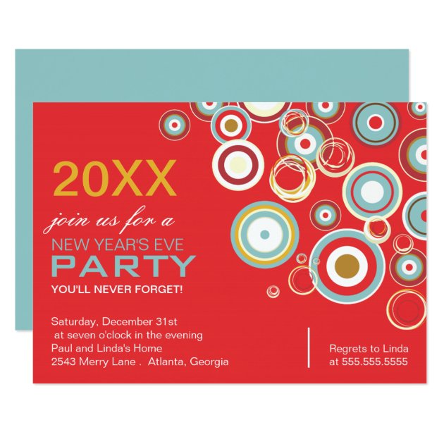 Colorful Circles New Year Party Invitation