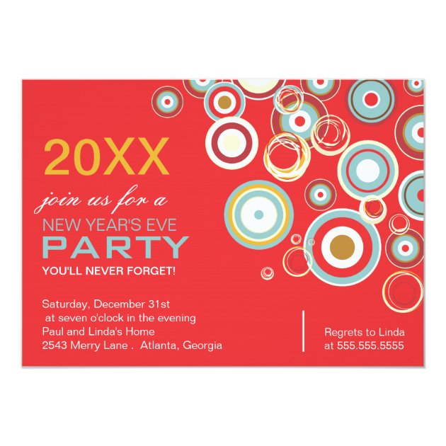 Colorful Circles New Year Party Invitation
