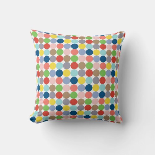 colorful circles of pastel color throw pillow