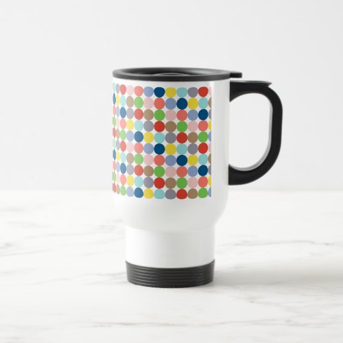colorful circles of pastel color travel mug