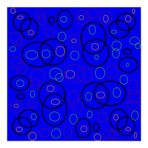 Colorful circles on blue poster