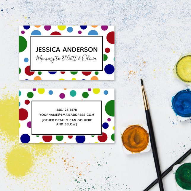 Colorful Circles on White, Mommy Playdate Card (Creator Uploaded)