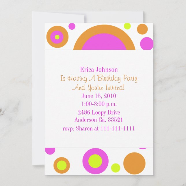 Colorful Circles Party Invitation (Front)