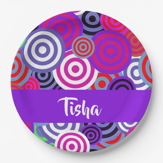 Colorful circles pattern paper plates (Front)