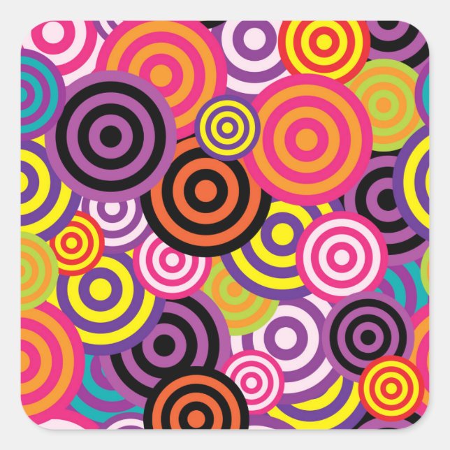 Colorful circles square sticker (Front)