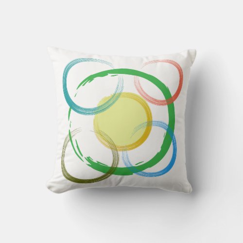 Colorful Circles Symphony Vibrant Pattern Pillow Throw Pillow