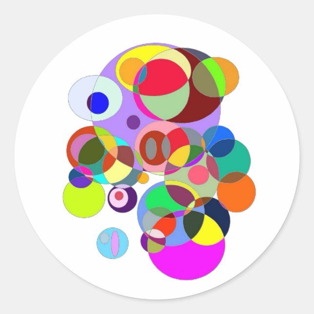 Colorful Circles to make you happy Classic Round Sticker (Front)