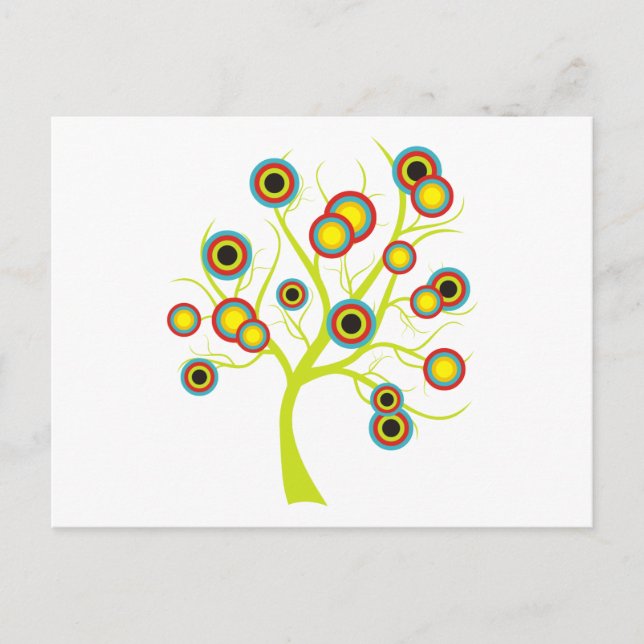 Colorful Circles Tree Postcard (Front)