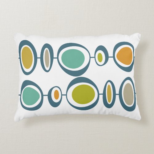 Colorful Circles Turquoise Green Mid Century Decorative Pillow