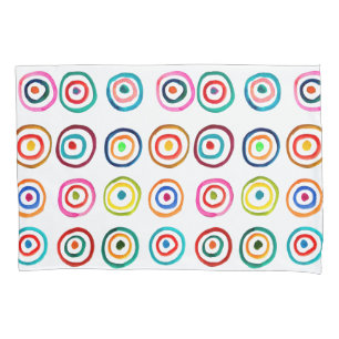 Colorful circles white simple rainbow Scandi Pillow Case
