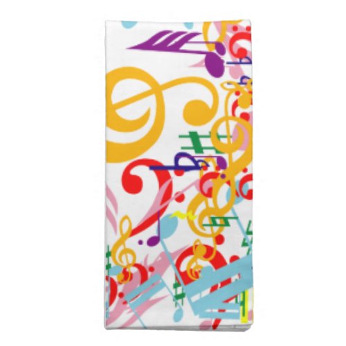 Colorful Circular Jumbled Music Notes Cloth Napkin