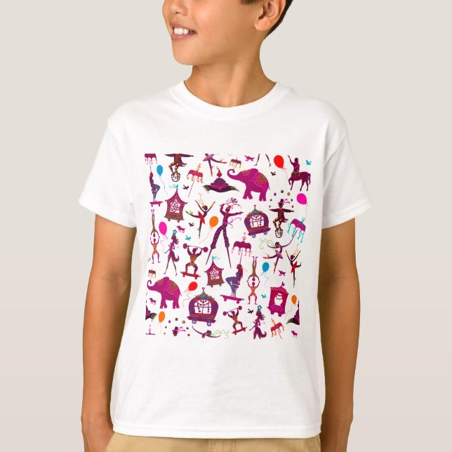colorful circus characters on white T-Shirt (Front)