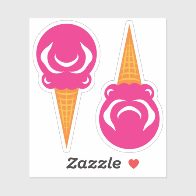Colorful Circus Pink Ice Cream Cones Sticker (Sheet)