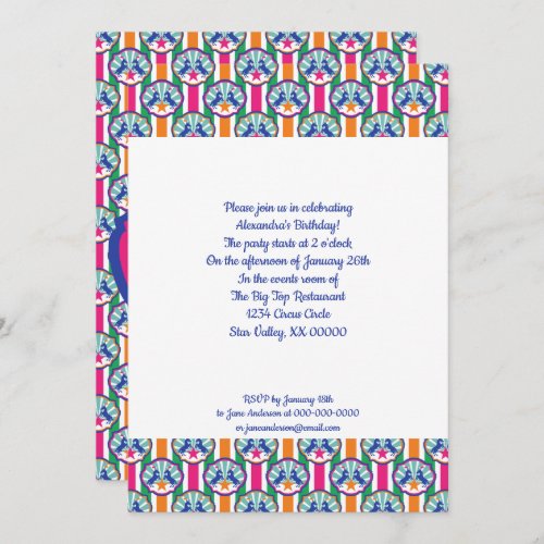 Colorful Circus Show Ponies Pattern Invitation