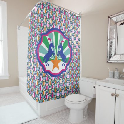 Colorful Circus Show Ponies Shower Curtain