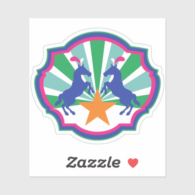 Colorful Circus Show Ponies Sticker (Sheet)