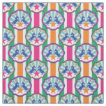 Colorful Circus Show Ponies Stripe Pattern Fabric