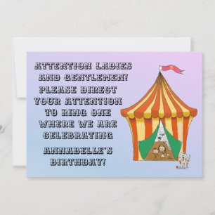 Colorful Circus Tent Childs Birthday Party Invitation
