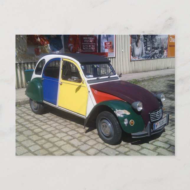 Colorful Citroen 2 CV Postcard (Front)