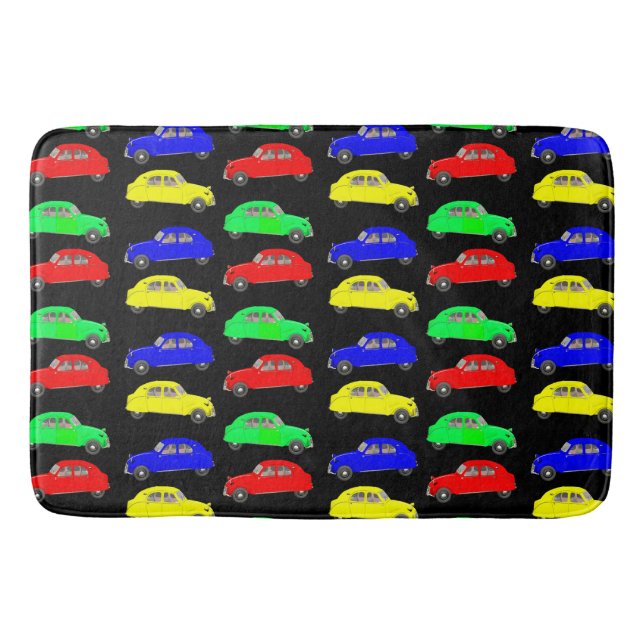 Colorful Citroen 2 CV Tiled Pattern Bath Mat (Front)