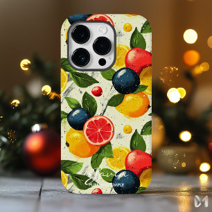 Colorful Citrus and Fruit Pattern with Name Quote Case-Mate iPhone 14 Pro Case