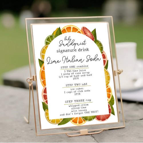 Colorful Citrus Baby Shower Signature Drink Sign