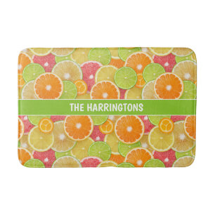 Colorful Citrus custom name Bath Mat