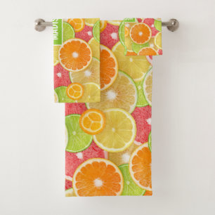 Colorful Citrus custom name Bath Towel Set