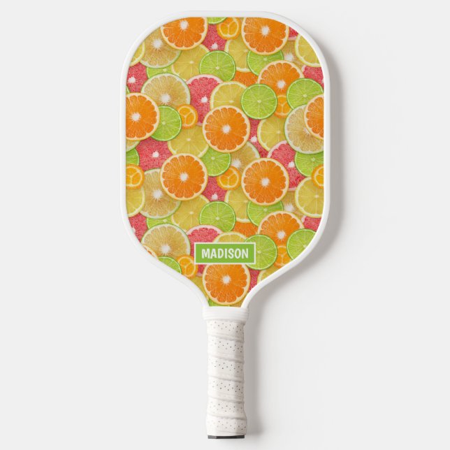Colorful Citrus custom name Pickleball Paddle (Front)