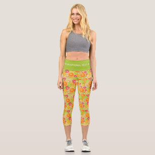 Colorful Citrus custom text Capri Leggings