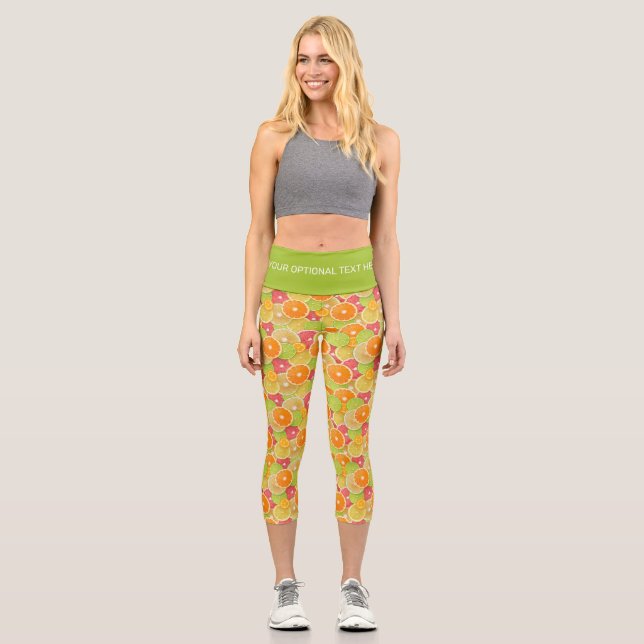 Colorful Citrus custom text Capri Leggings (Front)