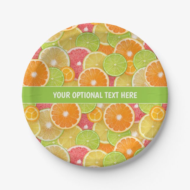 Colorful Citrus custom text Paper Plates (Front)