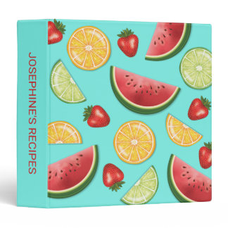 Colorful Citrus Fruits And Melons Food Recipes 3 Ring Binder