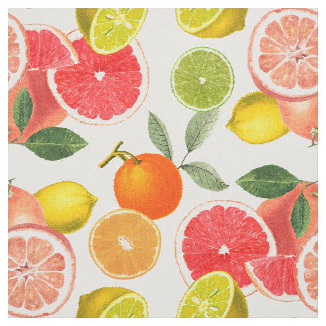Colorful Citrus Fruits  Fabric (Swatch)