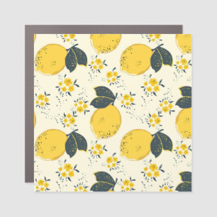 Colorful citrus, lemon flower pattern. car magnet