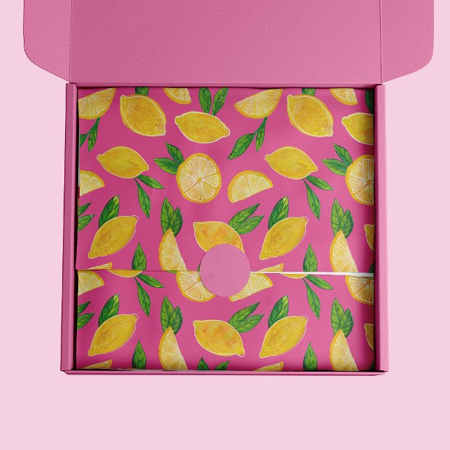 Colorful Citrus Lemon Fruit pattern Tissue Paper (Colour pink lemon pattern tissue paper)